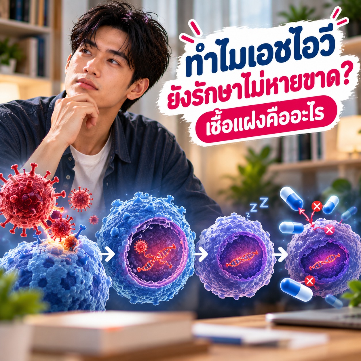 ทำไมเอชไอวียังรักษาไม่หายขาด? เชื้อแฝงคืออะไร