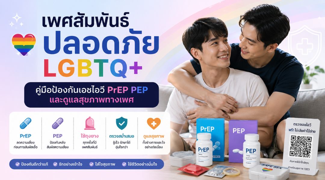 เพศสัมพันธ์ปลอดภัย LGBTQ+ คู่มือป้องกันเอชไอวี PrEP PEP และดูแลสุขภาพทางเพศ
